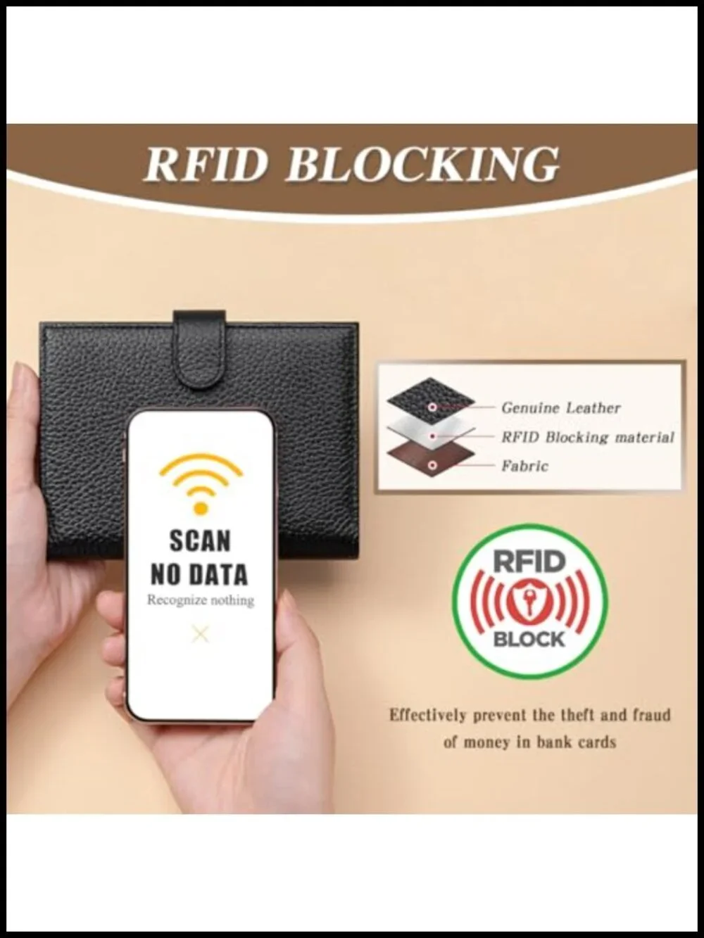 RFID Blocking Genuine Leather Passport Holder Travel Wallet with Card Slots